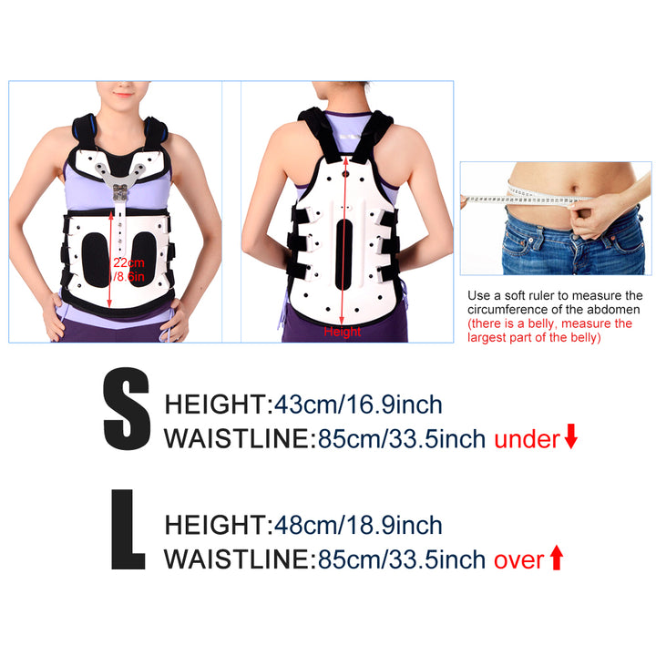 Premium TLSO Thoracic Full Back Brace for Kyphosis & Osteoporosis Relief, Adjustable Compression Support for Spinal Fractures & Post-Surgery Recovery, Sizes S-L