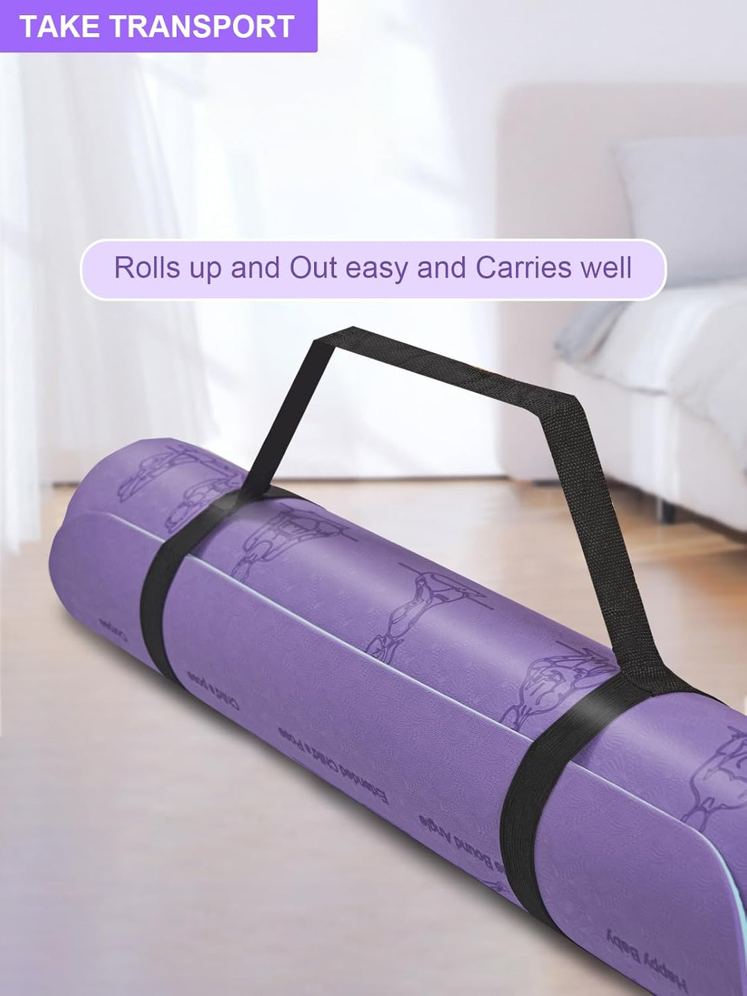 Premium TPE Yoga Mat – 183x61cm Anti-Skid Exercise & Pilates Mat – Eco-Friendly, Durable, Anti-Tear, Non-Slip with Yoga Pose & Position Line Printing – Ideal for Fitness, Gym, & Camping