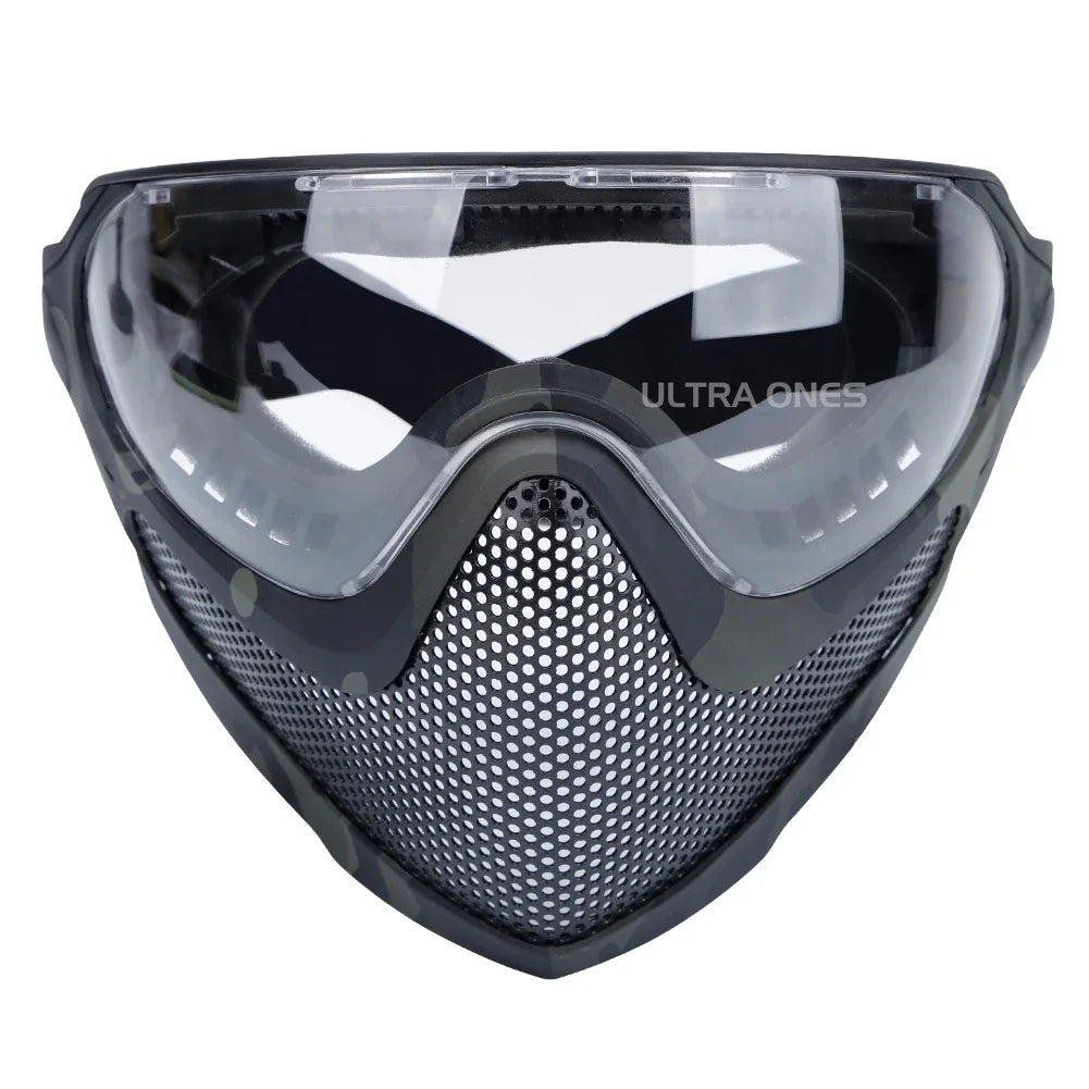 Premium Tactical FAST Helmet Half Face Mask with Flip Goggles – Hunting, Airsoft, Paintball Mask, Helmet Accessories for Shooting & Tactical Gear