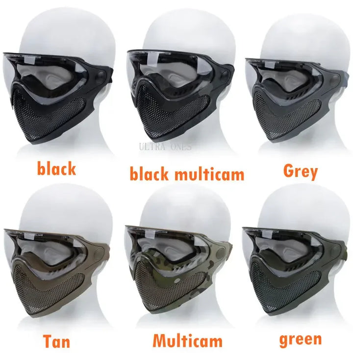 Premium Tactical FAST Helmet Half Face Mask with Flip Goggles – Hunting, Airsoft, Paintball Mask, Helmet Accessories for Shooting & Tactical Gear