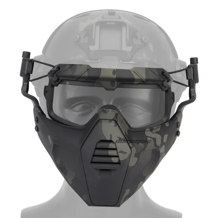 Premium Tactical FAST Helmet Half Face Mask with Flip Goggles – Hunting, Airsoft, Paintball Mask, Helmet Accessories for Shooting & Tactical Gear