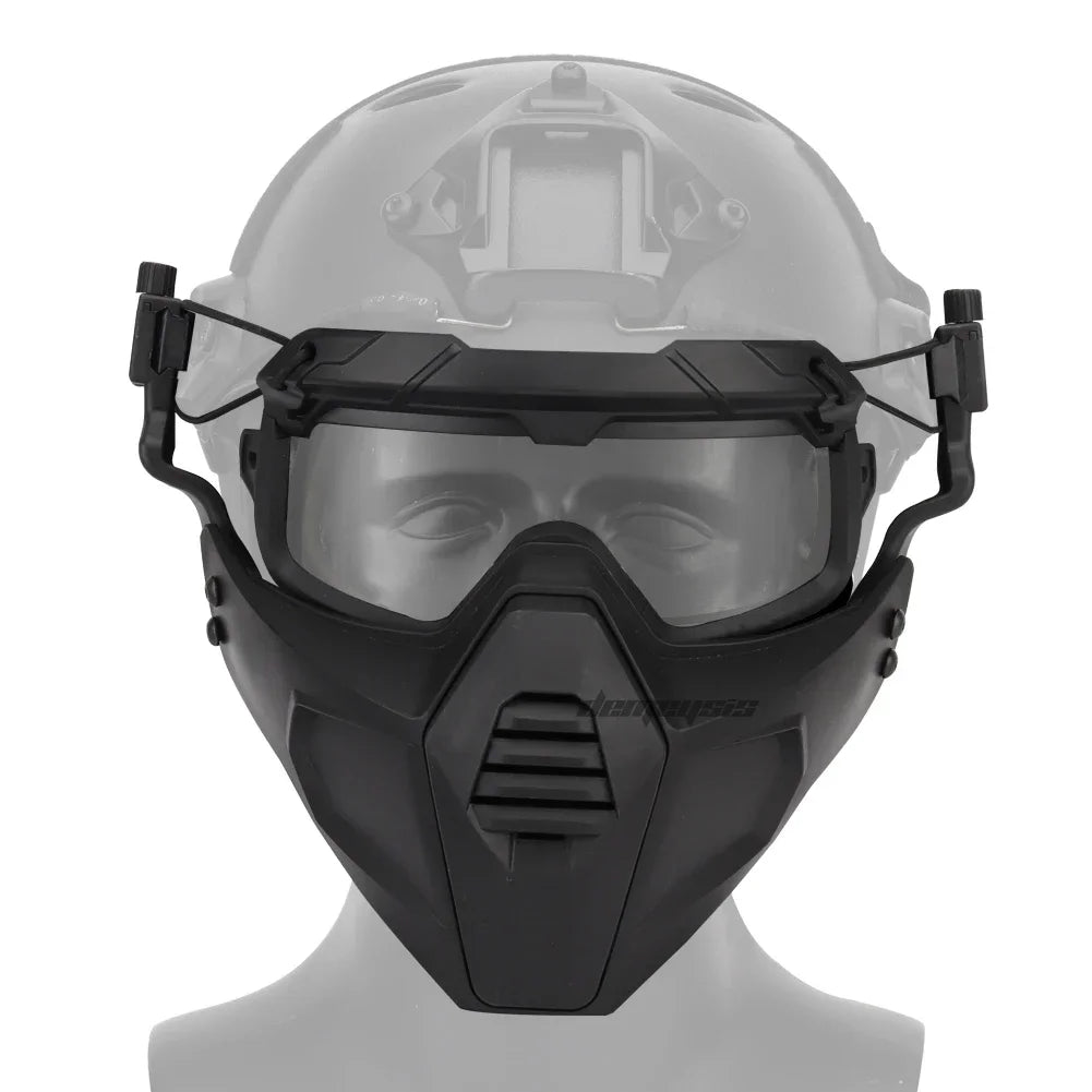 Premium Tactical FAST Helmet Half Face Mask with Flip Goggles – Hunting, Airsoft, Paintball Mask, Helmet Accessories for Shooting & Tactical Gear