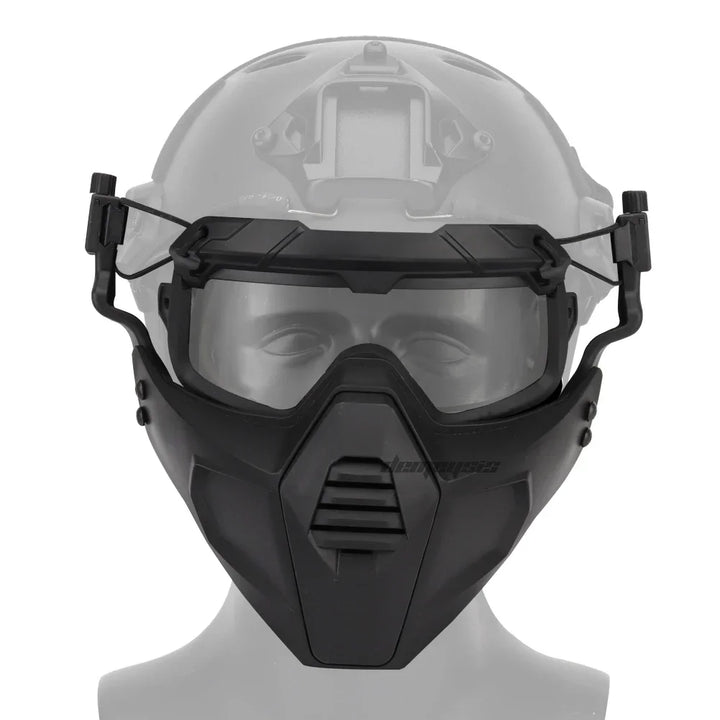 Premium Tactical FAST Helmet Half Face Mask with Flip Goggles – Hunting, Airsoft, Paintball Mask, Helmet Accessories for Shooting & Tactical Gear