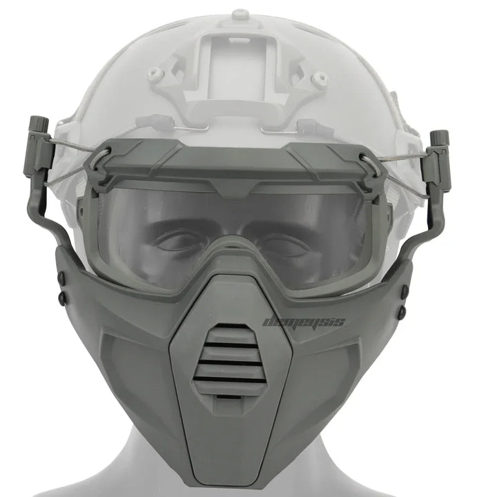 Premium Tactical FAST Helmet Half Face Mask with Flip Goggles – Hunting, Airsoft, Paintball Mask, Helmet Accessories for Shooting & Tactical Gear