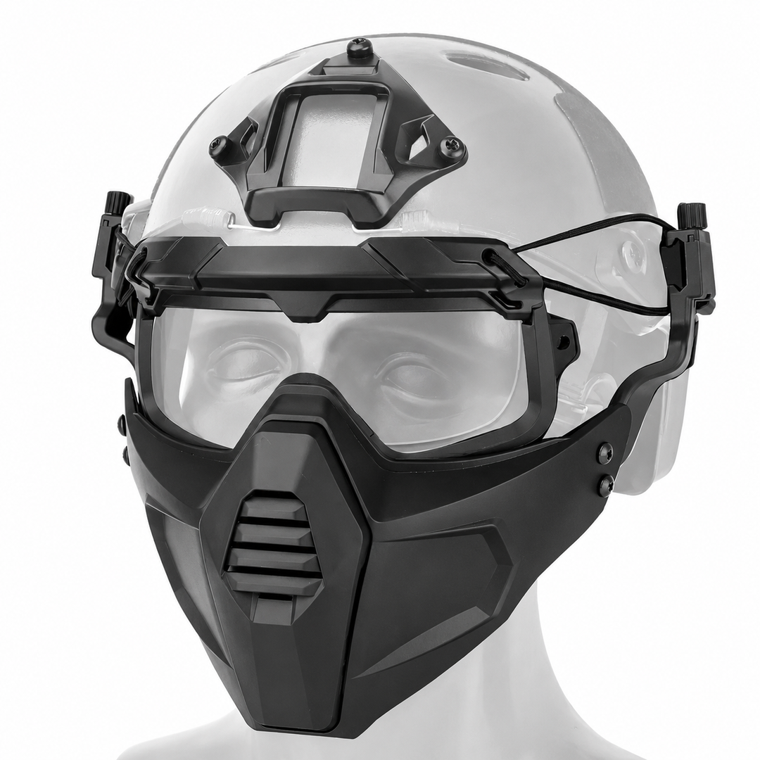 Premium Tactical FAST Helmet Half Face Mask with Flip Goggles – Hunting, Airsoft, Paintball Mask, Helmet Accessories for Shooting & Tactical Gear