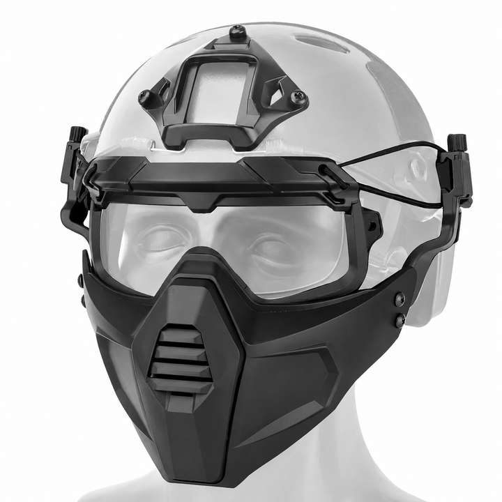 Premium Tactical FAST Helmet Half Face Mask with Flip Goggles – Hunting, Airsoft, Paintball Mask, Helmet Accessories for Shooting & Tactical Gear