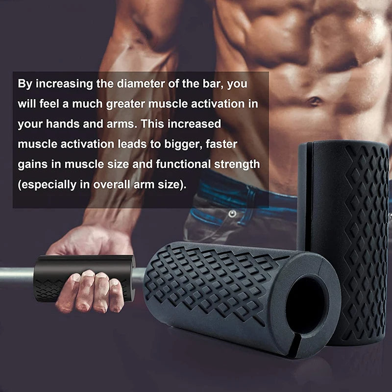 Premium Thick Bar Dumbbell Handles for Weightlifting - Anti-Slip Silicon Grip, Forearm Strength Support, Joint Pain Relief, Fitness Equipment for Bodybuilding