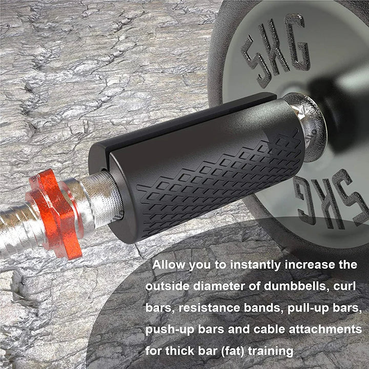 Premium Thick Bar Dumbbell Handles for Weightlifting - Anti-Slip Silicon Grip, Forearm Strength Support, Joint Pain Relief, Fitness Equipment for Bodybuilding