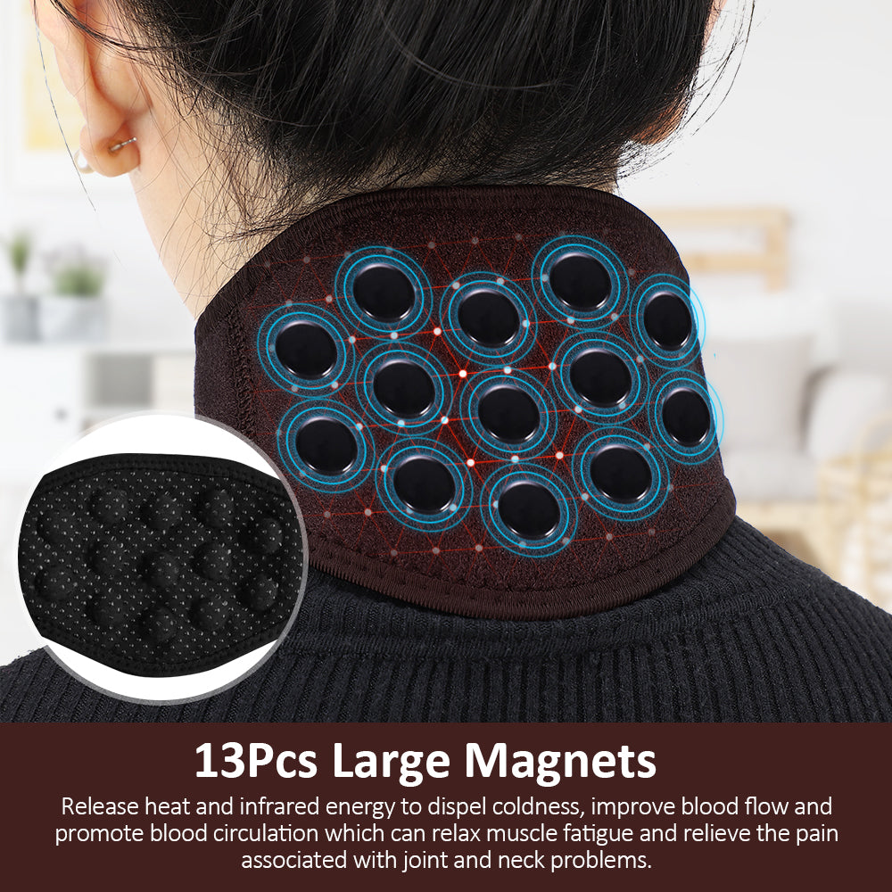 Premium Tourmaline Magnetic Neck Support Belt with Self-Heating & Infrared Therapy, Pain Relief Cervical Massager for Back & Neck Support