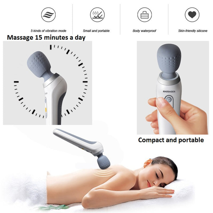 Premium USB Handheld Electric Massager – High Frequency Vibration Wand for Neck, Back, and Muscle Pain Relief, Deep Tissue Massage Machine with 5 Modes, Cordless Design, and Therapeutic Relief
