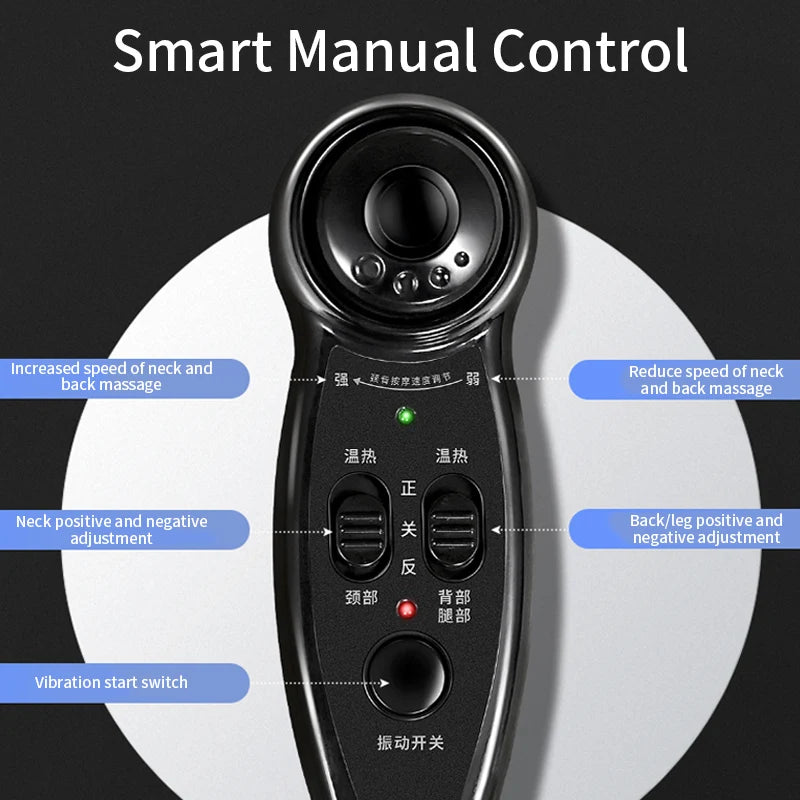 Premium Vibrating Electric Massage Chair Cushion – Heated Neck and Back Muscle Stimulator with Remote Control, Fatigue Relief for Home or Office, Ideal Gift, Compatible with US, UK, EU Plugs