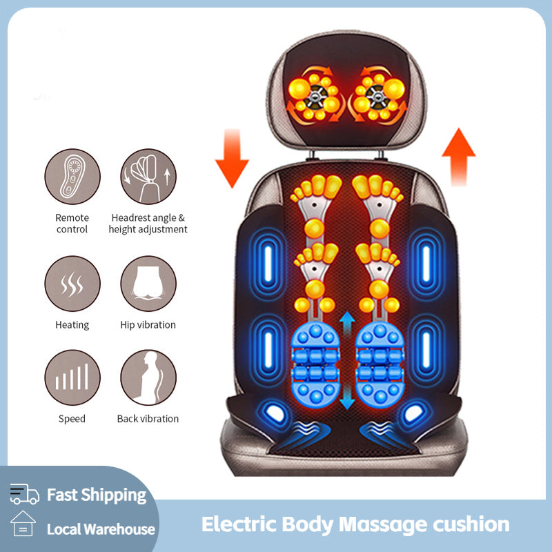 Premium Vibrating Electric Massage Chair Pad – Heated Neck and Back Cushion with Remote Control, Muscle Stimulator for Fatigue Relief, Ideal Gift for Home or Office, Compatible with US, UK, EU Plugs