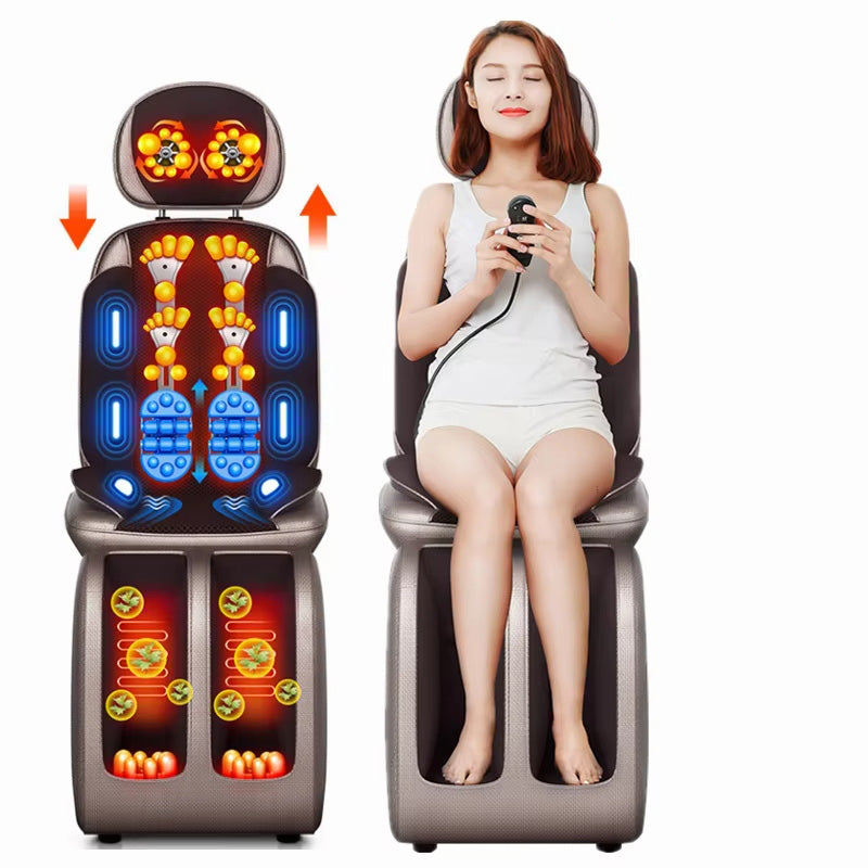 Premium Vibrating Electric Massage Chair Pad – Heated Neck and Back Cushion with Remote Control, Muscle Stimulator for Fatigue Relief, Ideal Gift for Home or Office, Compatible with US, UK, EU Plugs