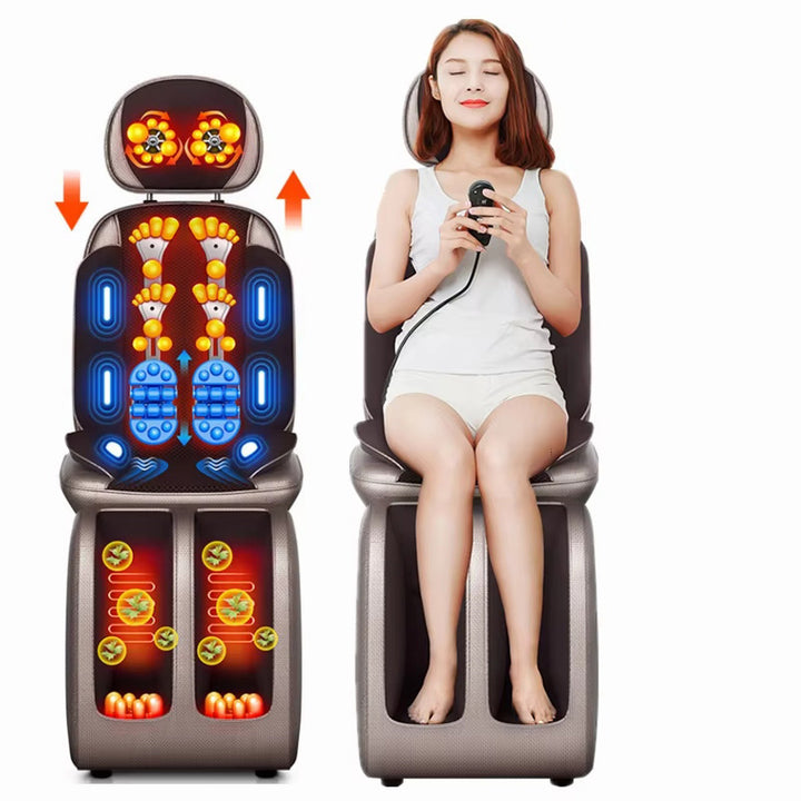 Premium Vibrating Electric Massage Chair Pad – Heated Neck and Back Cushion with Remote Control, Muscle Stimulator for Fatigue Relief, Ideal Gift for Home or Office, Compatible with US, UK, EU Plugs