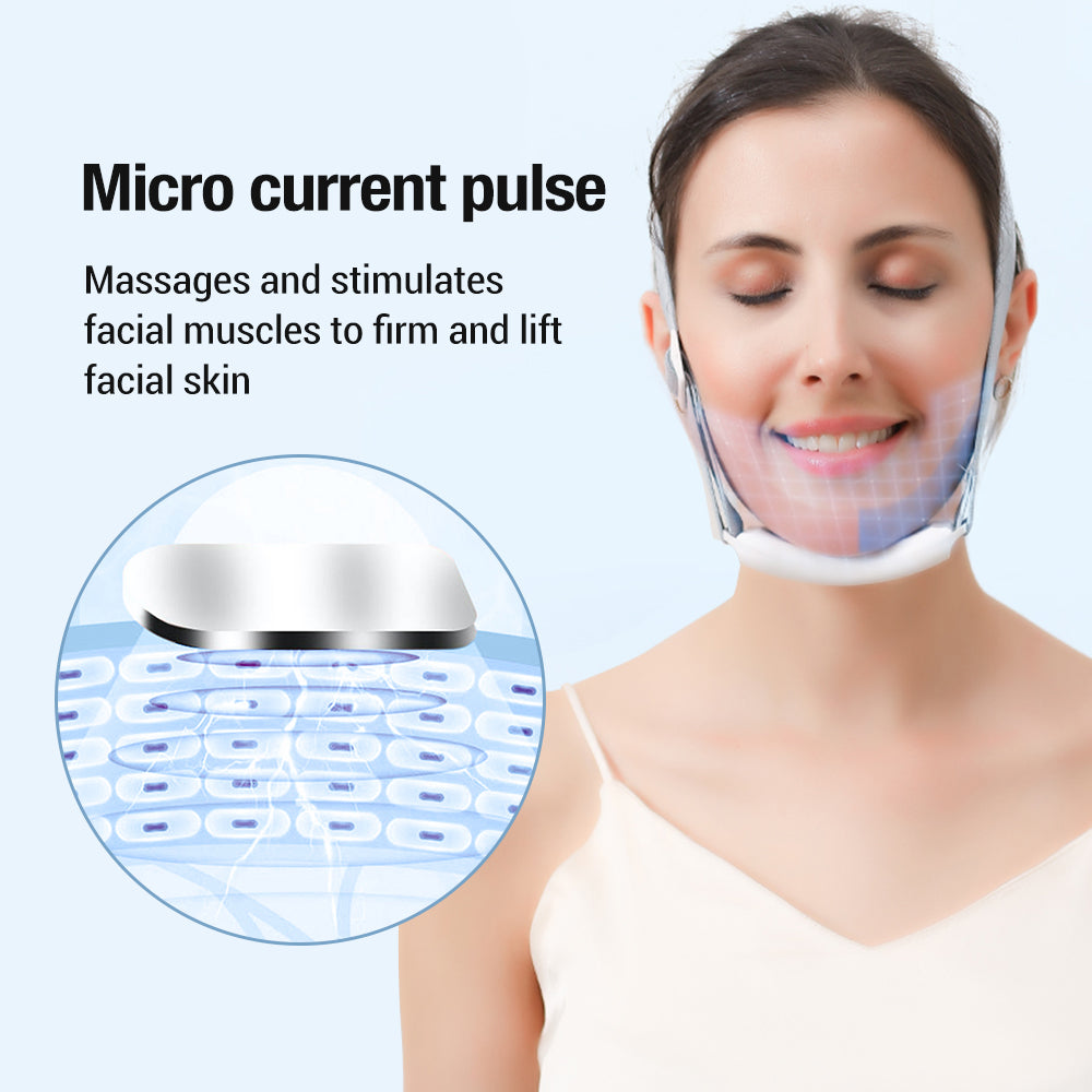 Premium Vibration Chin-Up Facial Lifting Massager – EMS V-Line Beauty Device for Double Chin Removal, Face Shaping, and Skin Firming, Adjustable and Portable with 5-7 Massage Modes