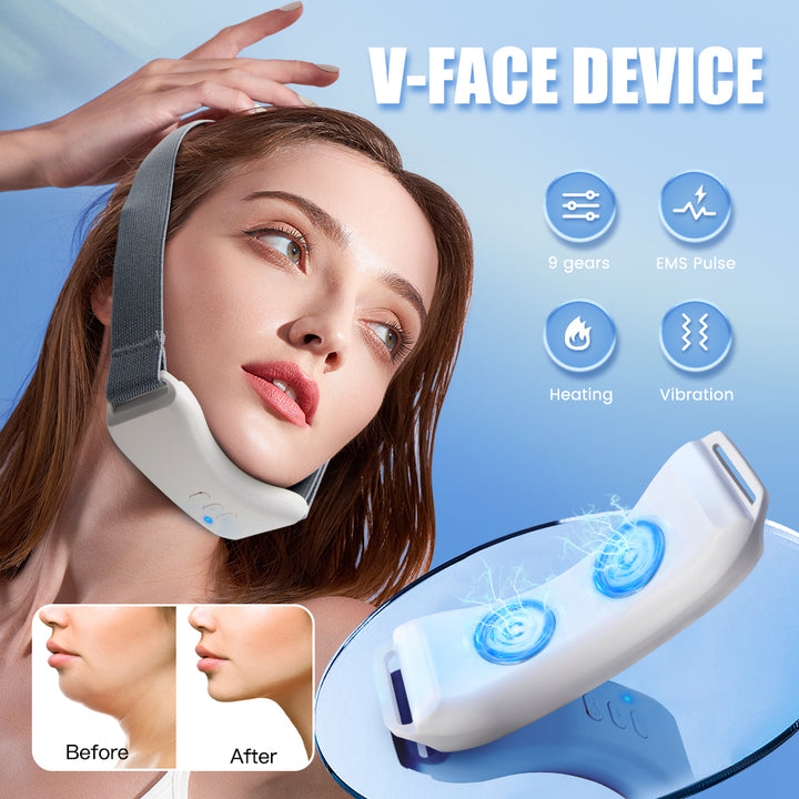 Premium Vibration Chin-Up Facial Lifting Massager – EMS V-Line Beauty Device for Double Chin Removal, Face Shaping, and Skin Firming, Adjustable and Portable with 5-7 Massage Modes