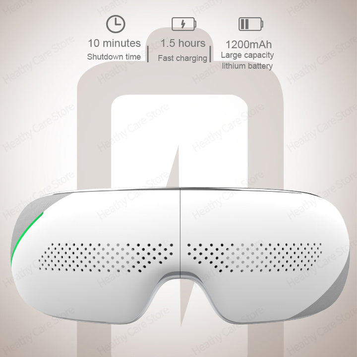 Premium Visible Eye Massager with Heat – Bluetooth Music, Air Pressure, Relaxation for Migraines, Reduce Eye Strain, Dark Circles, Eye Bags, Improve Sleep, 180° Foldable, Soft Leather Padding