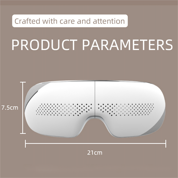 Premium Visible Eye Massager with Heat – Bluetooth Music, Air Pressure, Relaxation for Migraines, Reduce Eye Strain, Dark Circles, Eye Bags, Improve Sleep, 180° Foldable, Soft Leather Padding
