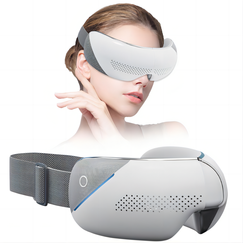 Premium Visible Eye Massager with Heat – Bluetooth Music, Air Pressure, Relaxation for Migraines, Reduce Eye Strain, Dark Circles, Eye Bags, Improve Sleep, 180° Foldable, Soft Leather Padding