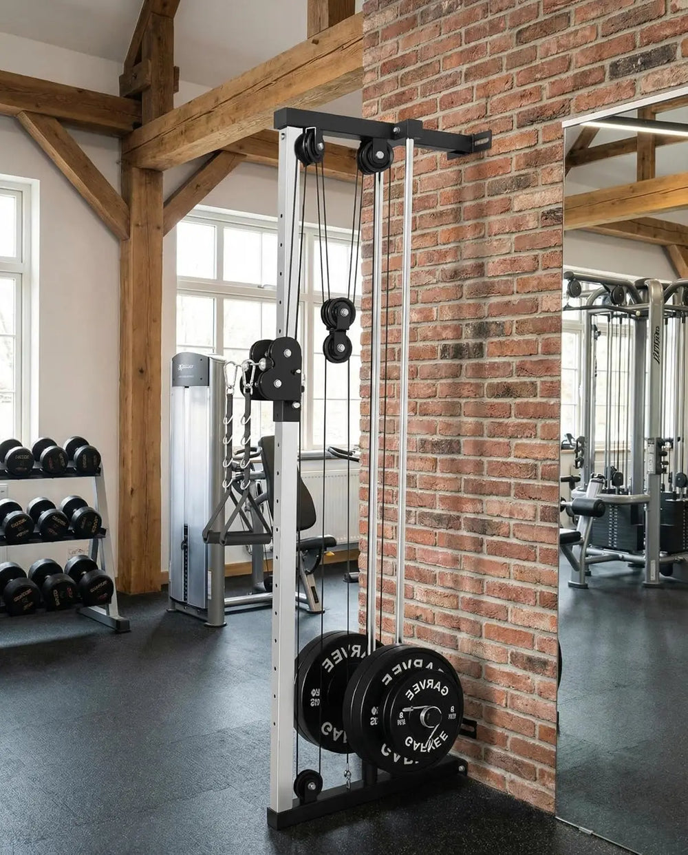 Premium Wall Mount Cable Station – Dual Pulley LAT Pulldown Machine with 18 Height Positions & Cable Crossover System