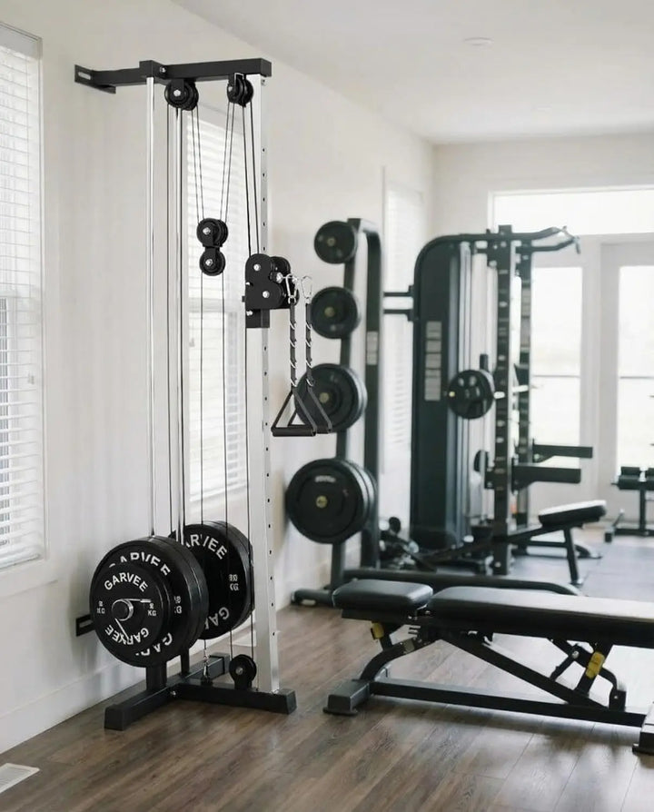 Premium Wall Mount Cable Station – Dual Pulley LAT Pulldown Machine with 18 Height Positions & Cable Crossover System