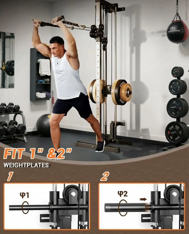 Premium Wall Mount Cable Station – Dual Pulley LAT Pulldown Machine with 18 Height Positions & Cable Crossover System