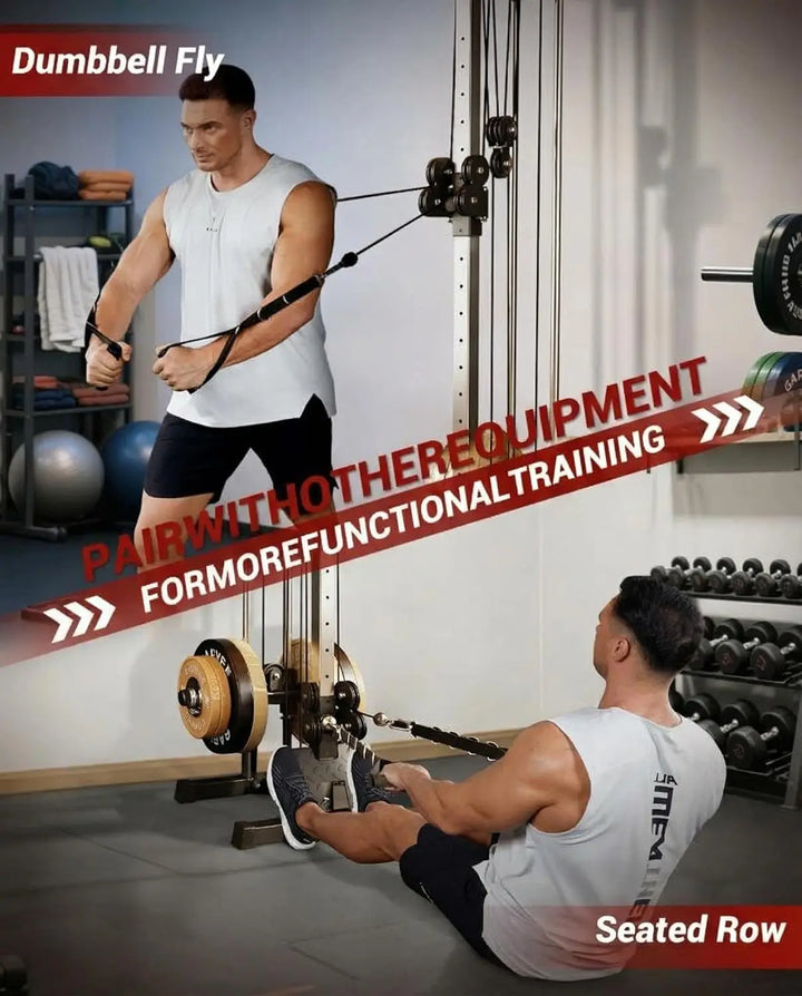 Premium Wall Mount Cable Station – Dual Pulley LAT Pulldown Machine with 18 Height Positions & Cable Crossover System