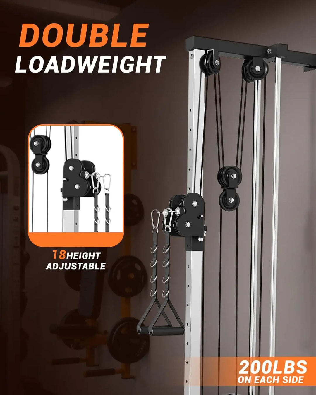 Premium Wall Mount Cable Station – Dual Pulley LAT Pulldown Machine with 18 Height Positions & Cable Crossover System