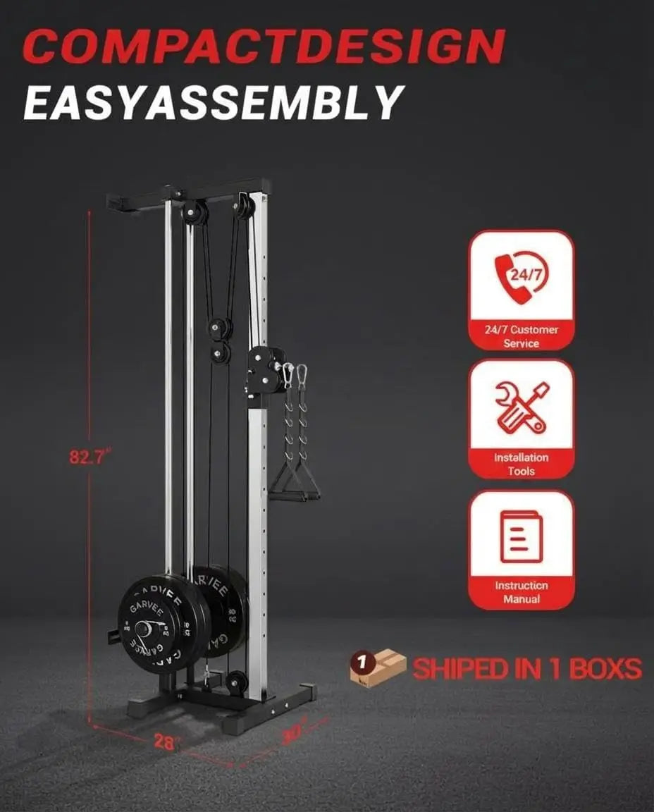 Premium Wall Mount Cable Station – Dual Pulley LAT Pulldown Machine with 18 Height Positions & Cable Crossover System
