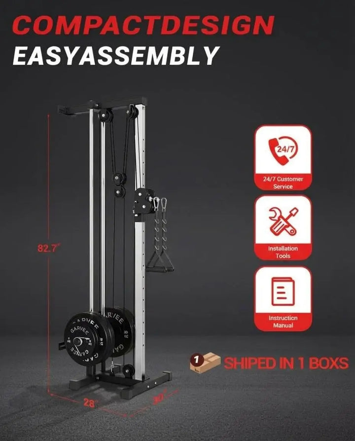 Premium Wall Mount Cable Station – Dual Pulley LAT Pulldown Machine with 18 Height Positions & Cable Crossover System
