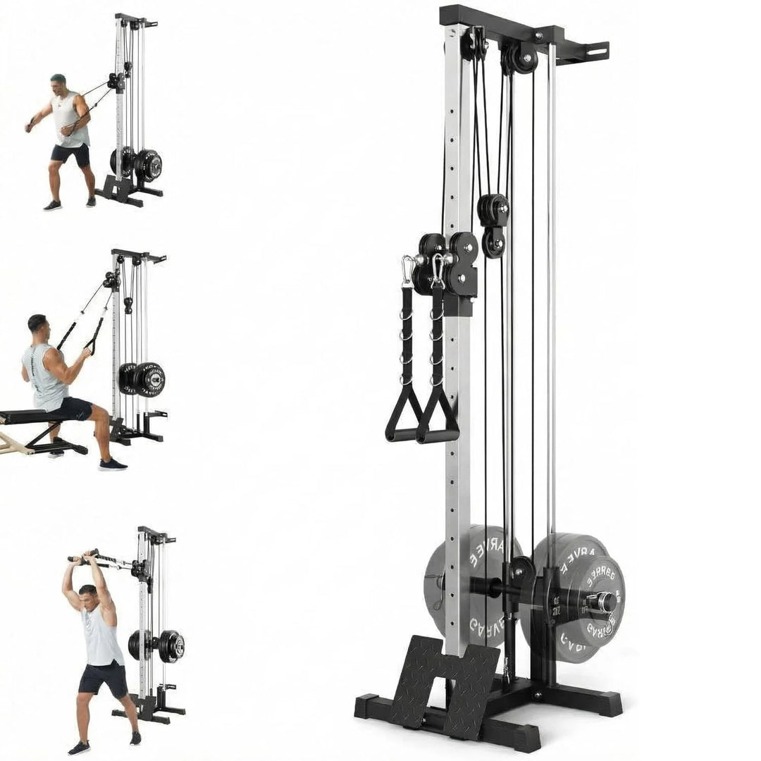 Premium Wall Mount Cable Station – Dual Pulley LAT Pulldown Machine with 18 Height Positions & Cable Crossover System