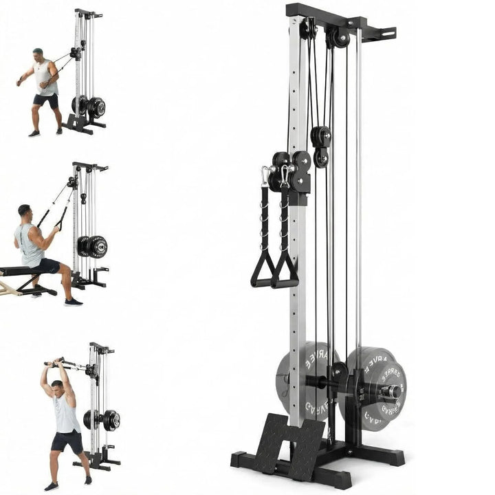 Premium Wall Mount Cable Station – Dual Pulley LAT Pulldown Machine with 18 Height Positions & Cable Crossover System