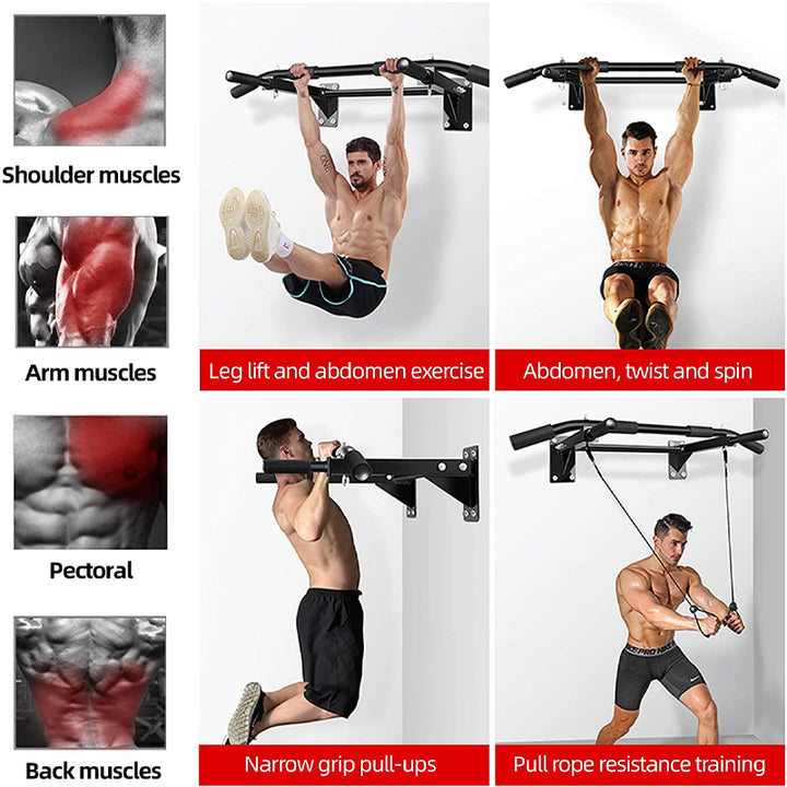 Premium Wall Mounted Pull-Up Bar – Heavy Duty Chin-Up Bar for Home Gym, Horizontal Strength Training, Core & Back Workout Equipment, Fitness Training Support, Max 200KG Capacity