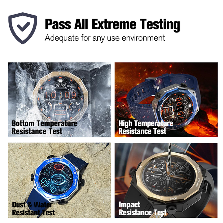 Premium Waterproof Smartwatch for Men & Women – 1.47" AMOLED Display, 70 Sports Modes, Heart Rate & Blood Pressure Monitor, Sleep Tracker, Military Certified, 10ATM, IP69K, Bluetooth 5.1, Fitness Tracker for Android & iOS