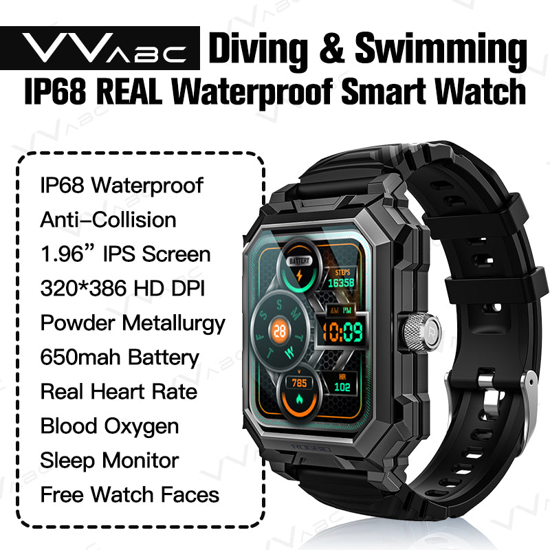 Premium Waterproof Smartwatch for Men & Women – 1.47" AMOLED Display, 70 Sports Modes, Heart Rate & Blood Pressure Monitor, Sleep Tracker, Military Certified, 10ATM, IP69K, Bluetooth 5.1, Fitness Tracker for Android & iOS