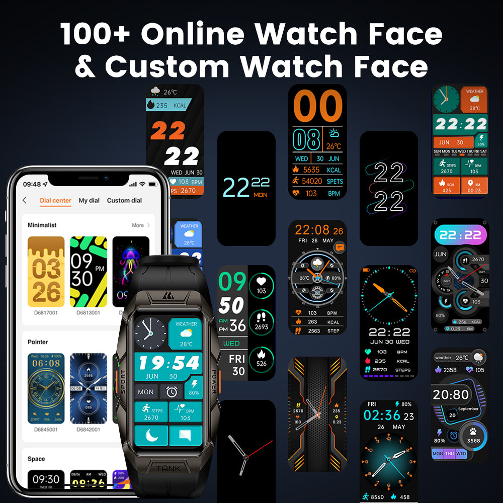 Premium Waterproof Smartwatch for Men & Women – 1.47" AMOLED Display, 70 Sports Modes, Heart Rate & Blood Pressure Monitor, Sleep Tracker, Military Certified, 10ATM, IP69K, Bluetooth 5.1, Fitness Tracker for Android & iOS