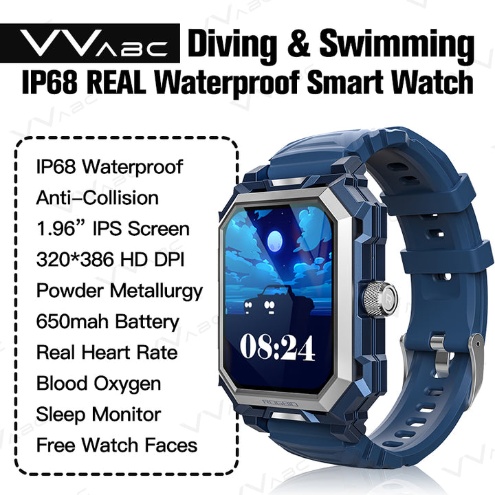 Premium Waterproof Smartwatch for Men & Women – 1.47" AMOLED Display, 70 Sports Modes, Heart Rate & Blood Pressure Monitor, Sleep Tracker, Military Certified, 10ATM, IP69K, Bluetooth 5.1, Fitness Tracker for Android & iOS