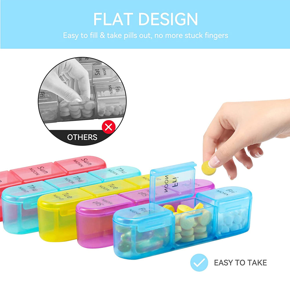 Premium Weekly Pill Organizer – 3 Times a Day, 7-Day Pill Box, 21 Grids for Medicine, Vitamins, Supplements, Travel-Friendly, Easy Open Design, Double Protection for Elderly and Memory Loss