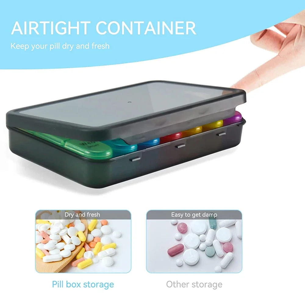 Premium Weekly Pill Organizer – 3 Times a Day, 7-Day Pill Box, 21 Grids for Medicine, Vitamins, Supplements, Travel-Friendly, Easy Open Design, Double Protection for Elderly and Memory Loss
