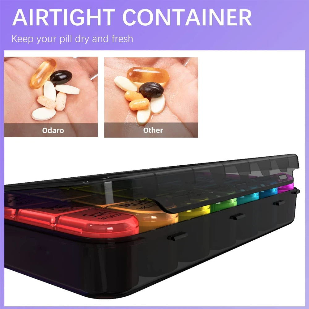 Premium Weekly Pill Organizer – 3 Times a Day, 7-Day Pill Box, 21 Grids for Medicine, Vitamins, Supplements, Travel-Friendly, Easy Open Design, Double Protection for Elderly and Memory Loss