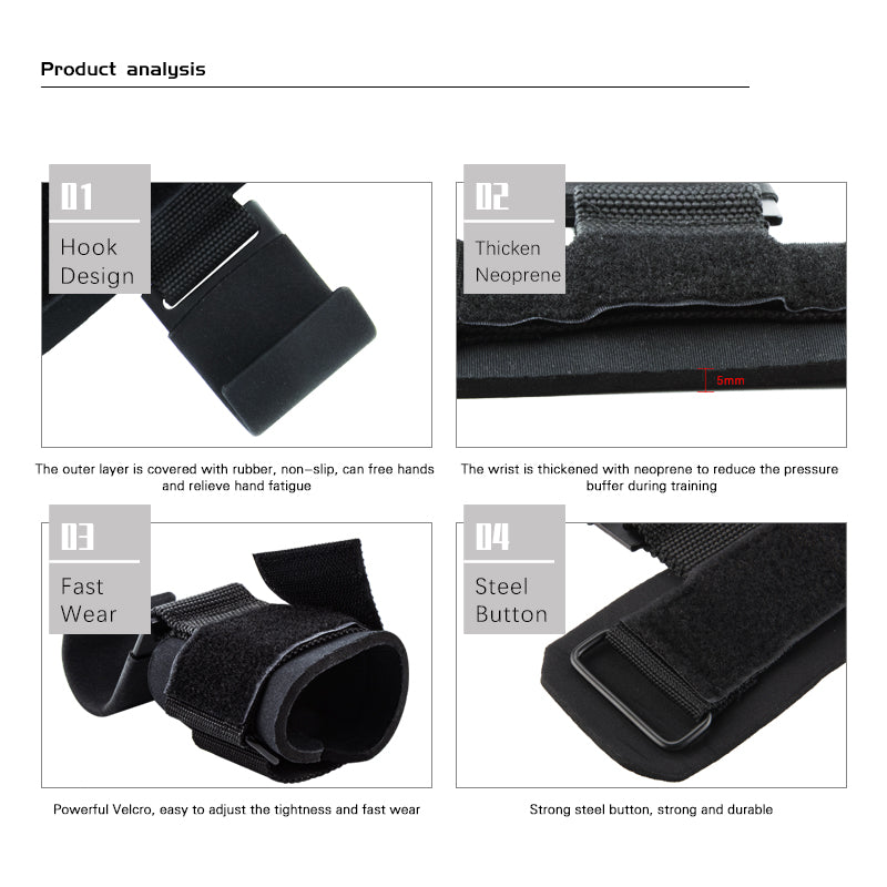Premium Weight Lifting Hook Grips with Wrist Wraps – Hand-Bar Wrist Straps for Gym Fitness, Powerlifting, Pull-Ups, Heavy-Duty Hook Weight Straps, Adjustable Fit, Enhanced Grip Support