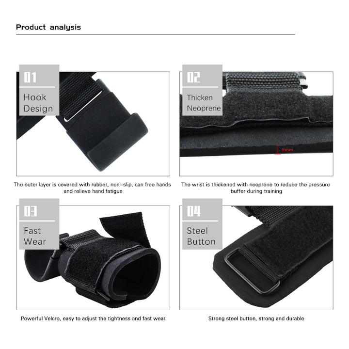 Premium Weight Lifting Hook Grips with Wrist Wraps – Hand-Bar Wrist Straps for Gym Fitness, Powerlifting, Pull-Ups, Heavy-Duty Hook Weight Straps, Adjustable Fit, Enhanced Grip Support