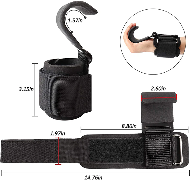 Premium Weight Lifting Hook Grips with Wrist Wraps – Hand-Bar Wrist Straps for Gym Fitness, Powerlifting, Pull-Ups, Heavy-Duty Hook Weight Straps, Adjustable Fit, Enhanced Grip Support