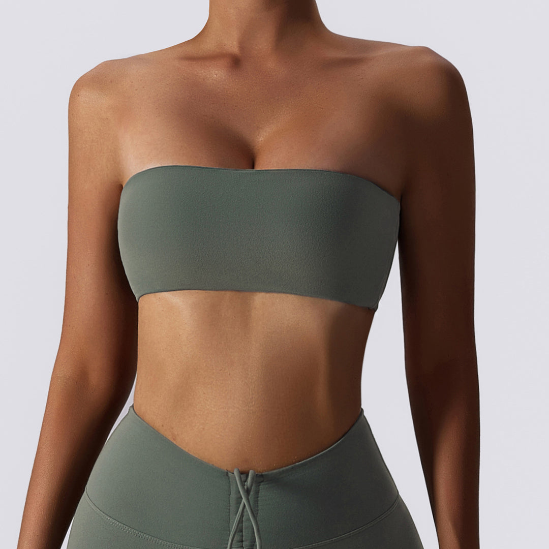 Premium Women's Fitness Sports Bra – Breathable Strapless Bandeau Bustier for Yoga, Gym & Workout – Comfortable Wrapped Chest Design, Soft Sports Underwear, Breathable, Adjustable Fit