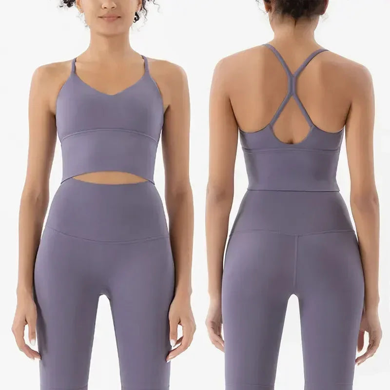 Premium Women's Gym Sports Bra & Leggings Set – High Waist, Breathable, Quick-Drying Naked Feeling Fitness Outfit, Yoga & Workout Apparel, 80% Nylon, 20% Elastane