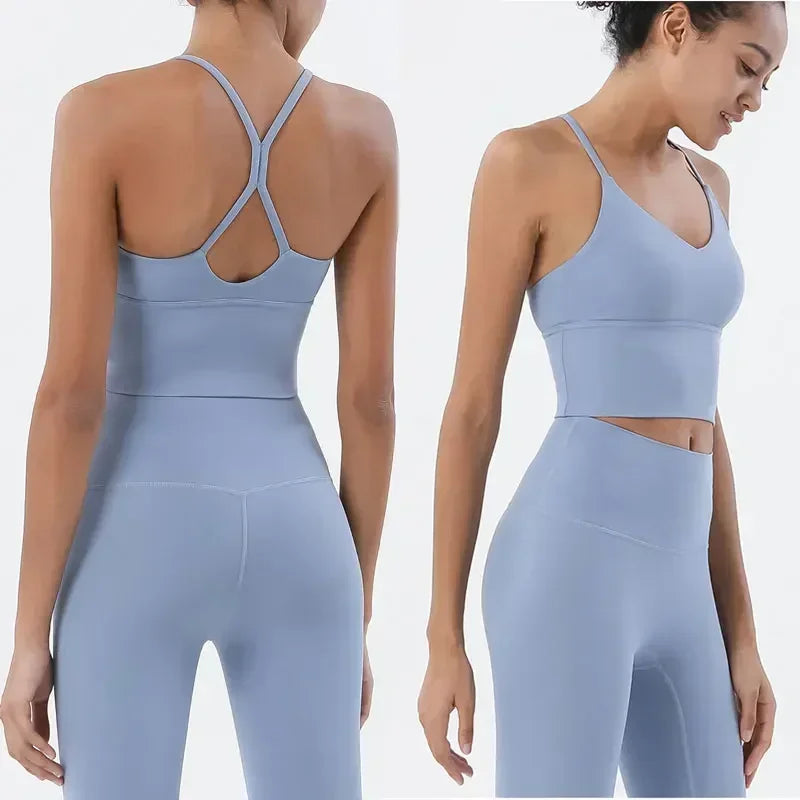 Premium Women's Gym Sports Bra & Leggings Set – High Waist, Breathable, Quick-Drying Naked Feeling Fitness Outfit, Yoga & Workout Apparel, 80% Nylon, 20% Elastane