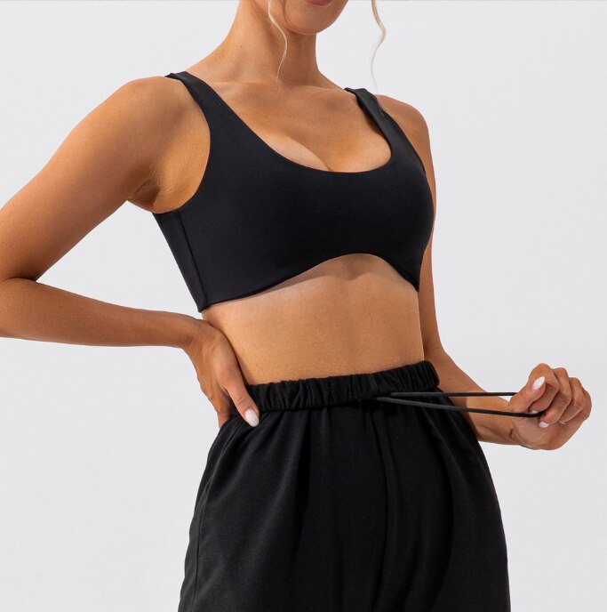 Premium Women's Yoga Bra – High Elasticity, Sweat-Wicking, Moisture-Absorbing, Breathable, Seamless Fit, Contouring Design, Four-Way Stretch, Nude Feel, Nylon & Spandex
