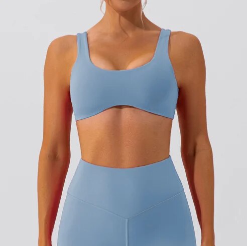 Premium Women's Yoga Bra – High Elasticity, Sweat-Wicking, Moisture-Absorbing, Breathable, Seamless Fit, Contouring Design, Four-Way Stretch, Nude Feel, Nylon & Spandex