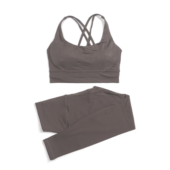 Premium Women's Yoga Set – Breathable Tracksuit for Fitness, Running, and Outdoor Sports – High-Waisted Leggings & Sports Bra, Comfortable & Elastic, Nylon-Spandex Blend, Removable Chest Pads, Invisible Waist Pocket
