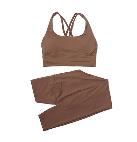 Premium Women's Yoga Set – Breathable Tracksuit for Fitness, Running, and Outdoor Sports – High-Waisted Leggings & Sports Bra, Comfortable & Elastic, Nylon-Spandex Blend, Removable Chest Pads, Invisible Waist Pocket